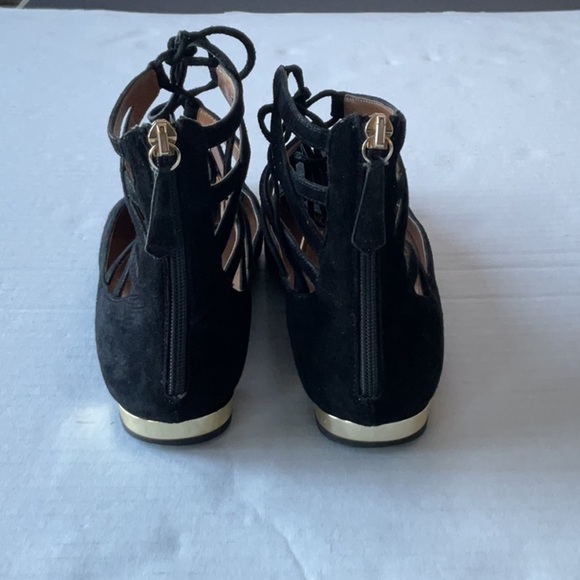 Aquazzura Belgravia lace up flats black suede  Size 39 US size 9) - Picture 4 of 11